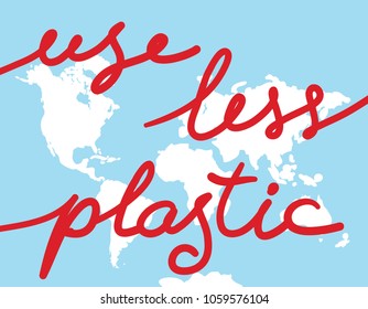 Use Less Plastic World Map White Stock Vector (Royalty Free) 1059576104 ...