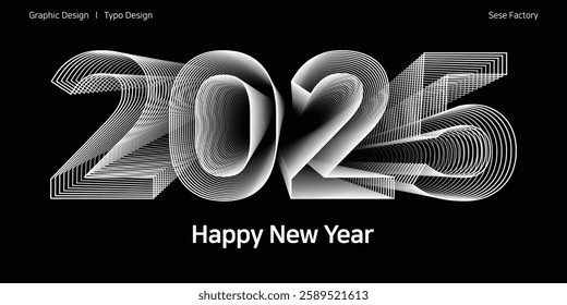 Use line art to design a three-dimensional and impactful typo in 2025