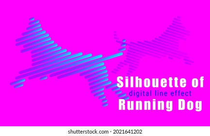 Use the line effect with a sense of technology to depict the silhouette of the running dog.