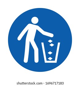 Use litter bin. M030. Standard ISO 7010. Safety and precaution signs, for every factory and business.