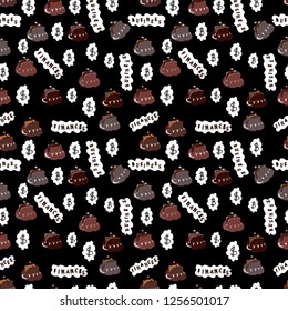 Use for logos, print products. Vector illustration. Seamless pattern with bitcoin and dollars on black, white and brown background. Seamless business pattern.