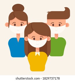 Usar presentación de máscara. Cómo usar mascarilla, pandemia de coronavirus. El hombre usa máscara protectora contra las enfermedades infecciosas. Ilustración vectorial infográfica. Método correcto.