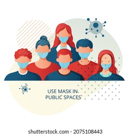 Use Mask in Public Places - Illustration as EPS 10 File