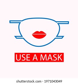 Use the mask. Sticker, icon. Vector flat illustration