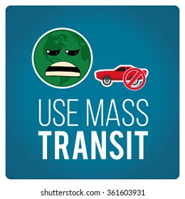 use mass transit illustration over blue color