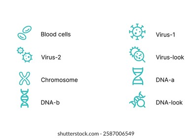 for use medical resource icon set of viras , blood cells, DNA