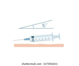 Use Medical Syringe Injection With 15 Degree Angle Vector Illustration On White Background