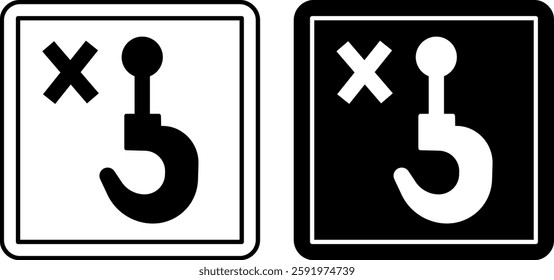 Use No Hooks Signs. Cardboard Packaging Labels. Black and White Vector Icons. Logistics. Warning Symbol, Handle with Care.