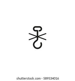 Use no hooks symbol isolated on white background vector illustration. Any other kind of point load should be avoided with cargo. International standard black packaging pictogram