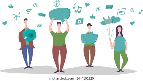 Use of opportunities in social networks. Vector illustration. Eps 8. Option 2