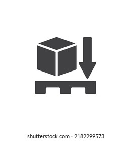 Use pallet vector icon. filled flat sign for mobile concept and web design. Pallet and shipping box glyph icon. Symbol, logo illustration. Vector graphics