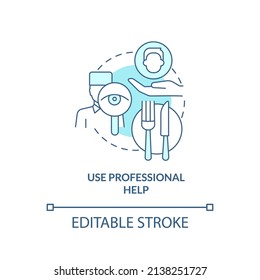 Use professional help turquoise concept icon. Approaches to healthy diet abstract idea thin line illustration. Isolated outline drawing. Editable stroke. Arial, Myriad Pro-Bold fonts used