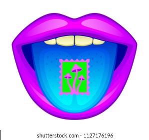 Use of psychedelic drugs on a white background
