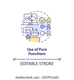 Use of pure functions concept icon. Functional programming abstract idea thin line illustration. Mathematics approach. Isolated outline drawing. Editable stroke. Arial, Myriad Pro-Bold fonts used