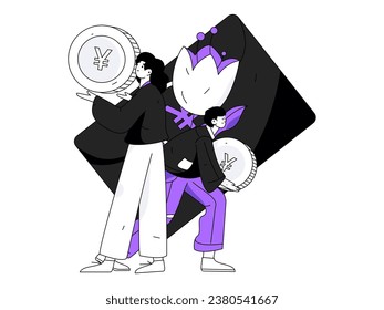 Use red envelopes to attract new customers and promote activity. Flat vector character concept illustration
