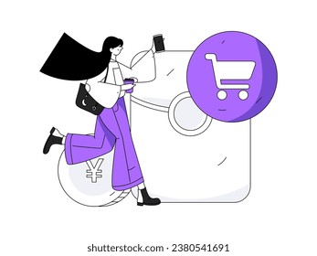Utilice sobres rojos para atraer nuevos clientes y promover la actividad. Ilustración del concepto de carácter vector plano
