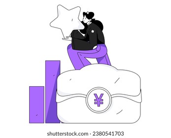 Use red envelopes to attract new customers and promote activity. Flat vector character concept illustration
