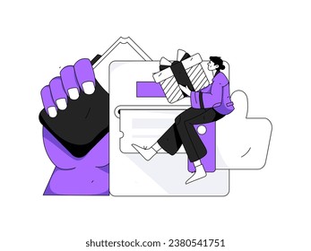 Use red envelopes to attract new customers and promote activity. Flat vector character concept illustration
