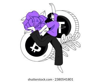 Use red envelopes to attract new customers and promote activity. Flat vector character concept illustration
