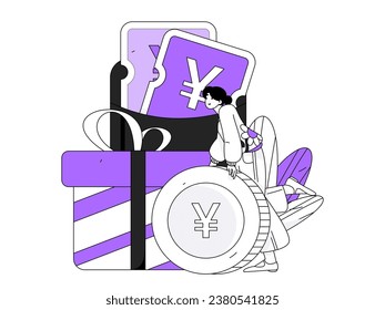 Use red envelopes to attract new customers and promote activity. Flat vector character concept illustration
