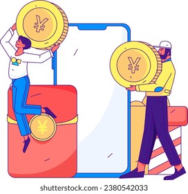 Use red envelopes to attract new customers and promote activity. Flat vector character concept illustration
