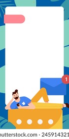 Use red envelopes to attract new customers and promote activity. Flat vector character concept illustration
