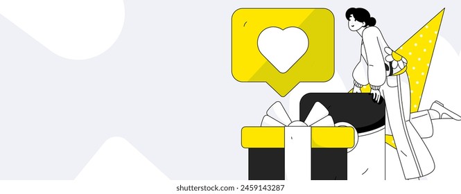 Use red envelopes to attract new customers and promote activity. Flat vector character concept illustration
