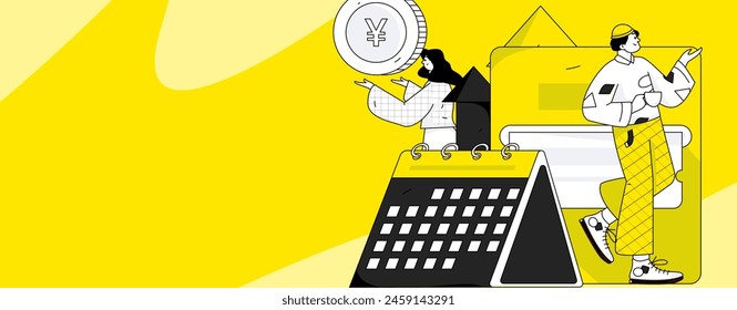 Use red envelopes to attract new customers and promote activity. Flat vector character concept illustration
