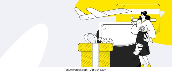 Use red envelopes to attract new customers and promote activity. Flat vector character concept illustration
