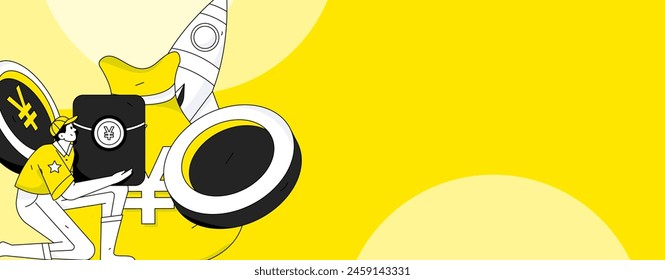 Use red envelopes to attract new customers and promote activity. Flat vector character concept illustration
