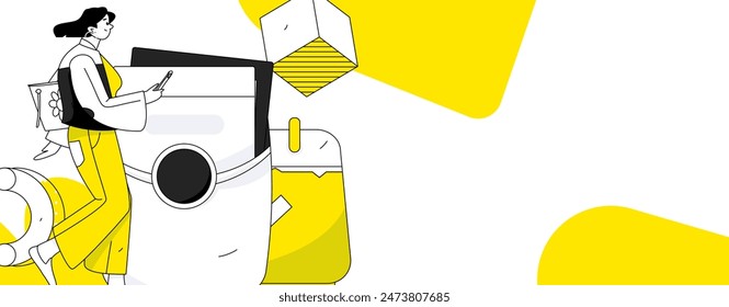 Use red envelopes to attract new customers and promote activity. Flat vector character concept illustration
