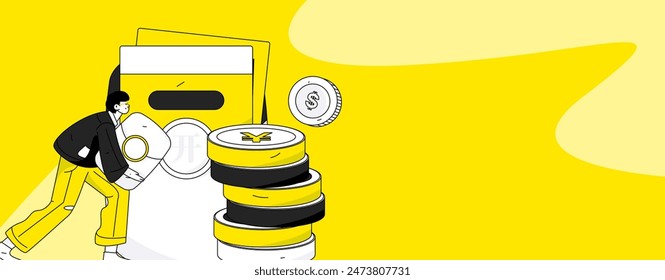 Use red envelopes to attract new customers and promote activity. Flat vector character concept illustration
