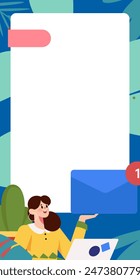 Use red envelopes to attract new customers and promote activity. Flat vector character concept illustration
