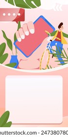 Use red envelopes to attract new customers and promote activity. Flat vector character concept illustration
