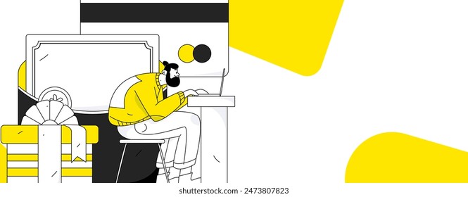 Use red envelopes to attract new customers and promote activity. Flat vector character concept illustration
