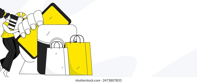 Use red envelopes to attract new customers and promote activity. Flat vector character concept illustration
