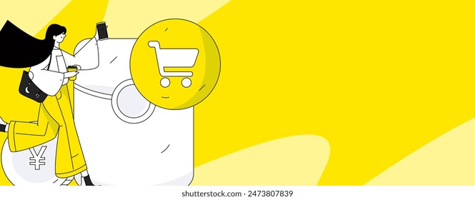 Use red envelopes to attract new customers and promote activity. Flat vector character concept illustration

