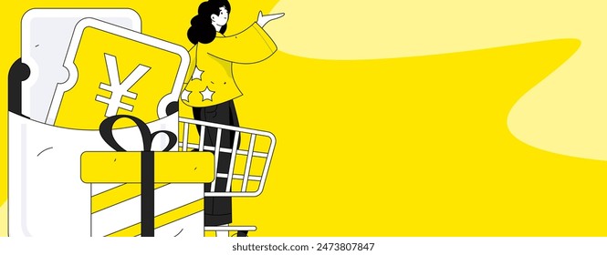 Use red envelopes to attract new customers and promote activity. Flat vector character concept illustration
