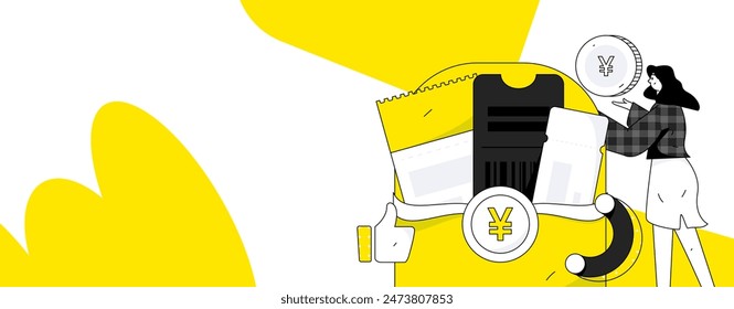 Use red envelopes to attract new customers and promote activity. Flat vector character concept illustration

