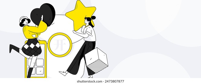 Use red envelopes to attract new customers and promote activity. Flat vector character concept illustration
