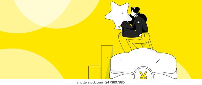 Use red envelopes to attract new customers and promote activity. Flat vector character concept illustration
