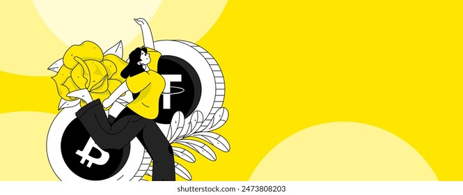 Use red envelopes to attract new customers and promote activity. Flat vector character concept illustration
