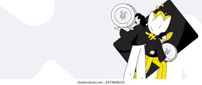 Use red envelopes to attract new customers and promote activity. Flat vector character concept illustration
