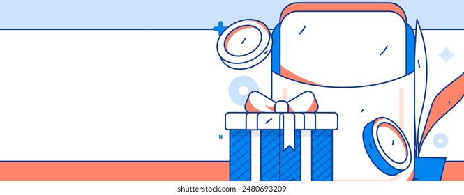 Use red envelopes to attract new customers and promote activity. Flat vector character concept illustration
