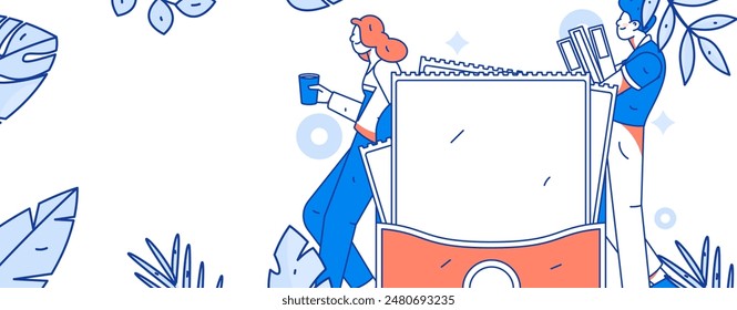 Use red envelopes to attract new customers and promote activity. Flat vector character concept illustration
