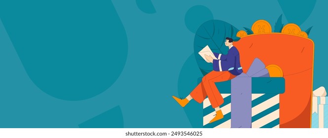 Use red envelopes to attract new customers and promote activity. Flat vector character concept illustration
