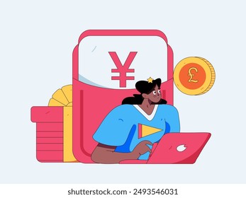 Utilice sobres rojos para atraer nuevos clientes y promover la actividad. Ilustración de concepto de personaje de Vector plano
