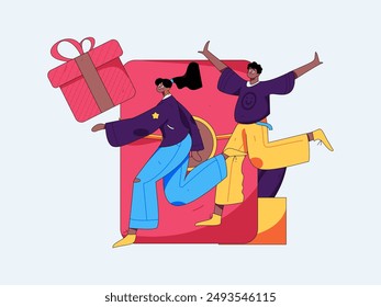 Use red envelopes to attract new customers and promote activity. Flat vector character concept illustration

