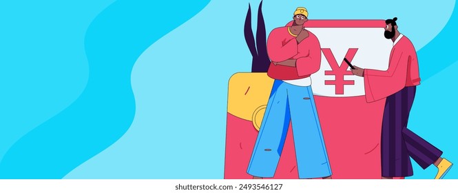 Utilice sobres rojos para atraer nuevos clientes y promover la actividad. Ilustración de concepto de personaje de Vector plano
