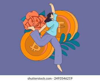 Use red envelopes to attract new customers and promote activity. Flat vector character concept illustration
